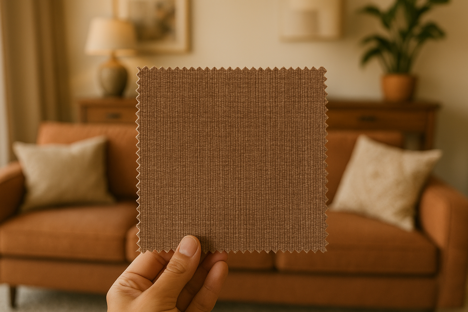 Muestra de tela de tapizado resistente para sala
