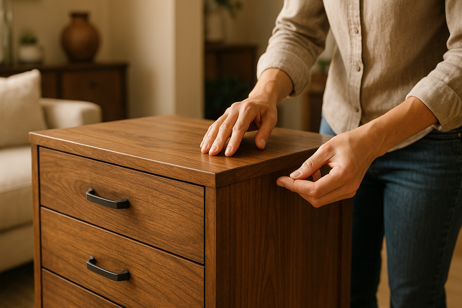 Inspección de mueble recién recibido por posibles daños