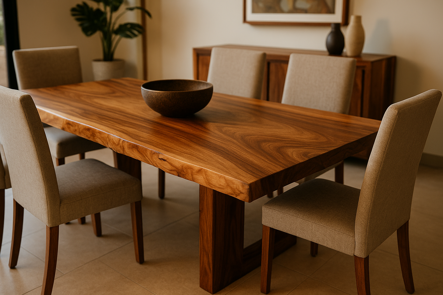 Comedor de madera de parota de una sola pieza en Ocotlán