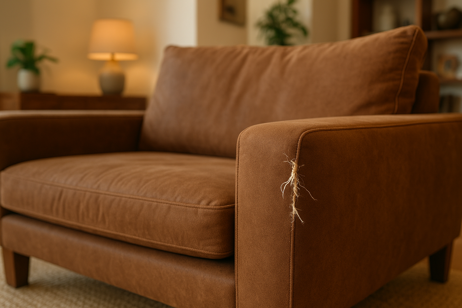 Costura suelta en sillón de mala calidad