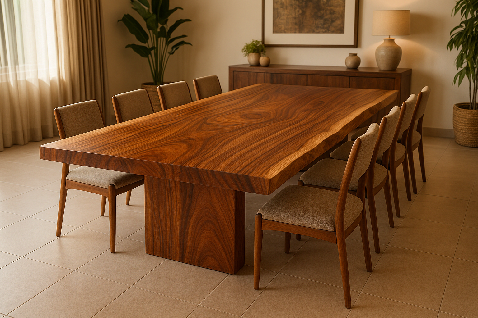 Mesa de parota grande para diez personas